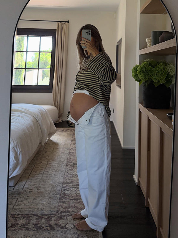 Beaumama t-shirts grossesse casual tous les jours rayé couleur bloc base femme enceinte