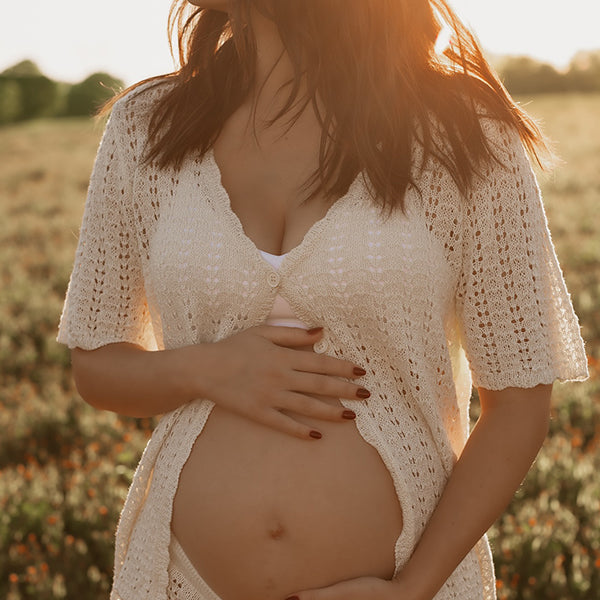 Beaumama t-shirt pantalon grossesse crochet tricot 2 pièces chic femme enceinte