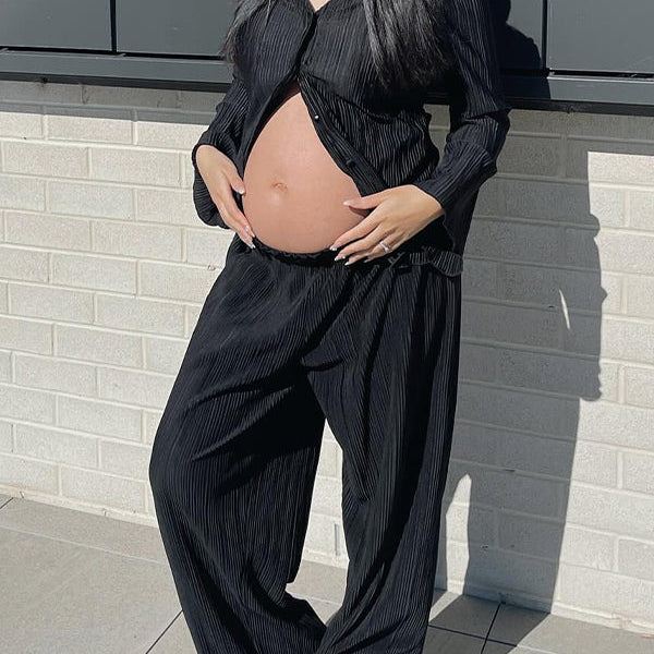 Beaumama blouses salopette bootcut évasé grossesse simple casual 2 pièces plissé femme enceinte