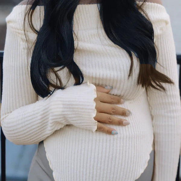 Beaumama pulls grossesse chic mode crochet tricot moulante irrégulier femme enceinte