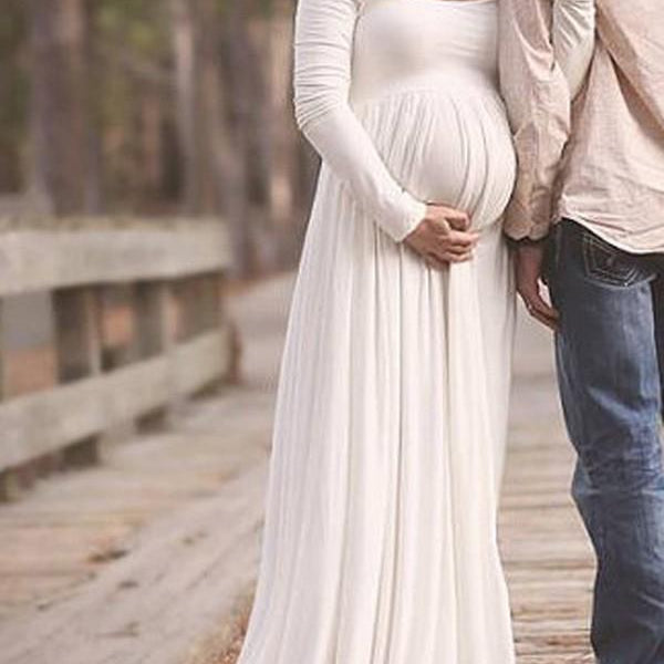 Beaumama robe longue grossesse mariage fluide col bateau soirée maternité séance photo cérémonie femme enceinte