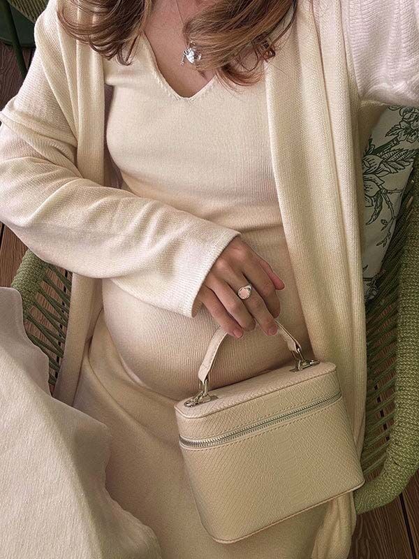 Beaumama robe longue grossesse casual chic costume deux pièces strap gilets en maille femme enceinte