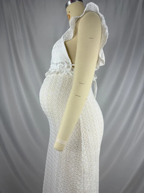 Beaumama robe longue grossesse élégant vacances volants moulante dos nu enceinte shooting babyshower femme enceinte