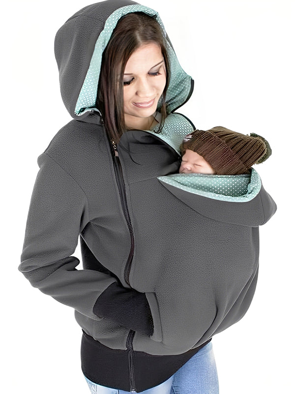 Beaumama sweatshirt à capuche kangourou portage bébé et allaitement amovible manteau femme