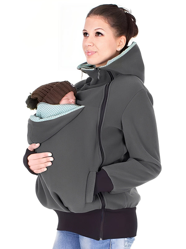 Beaumama sweatshirt à capuche kangourou portage bébé et allaitement amovible manteau femme