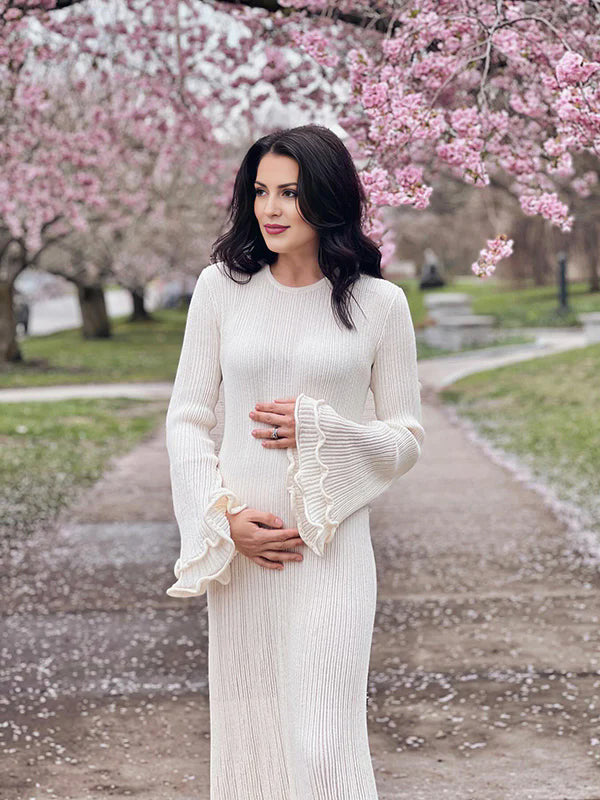Beaumama robes longue grossesse élégant enceinte shooting volants coulisse taille dos nu fluide femme enceinte