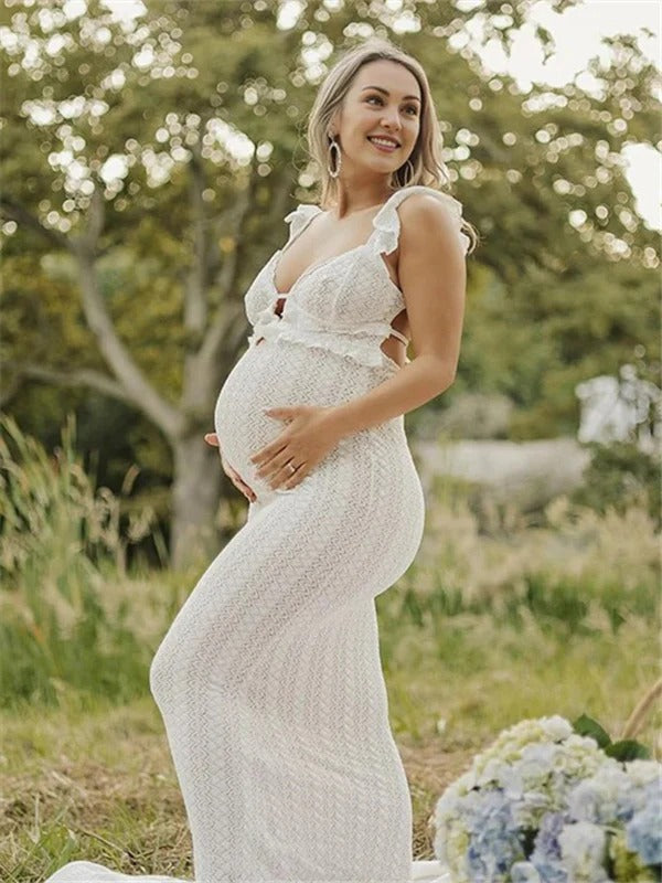 Beaumama robe longue grossesse élégant vacances volants moulante dos nu enceinte shooting babyshower femme enceinte