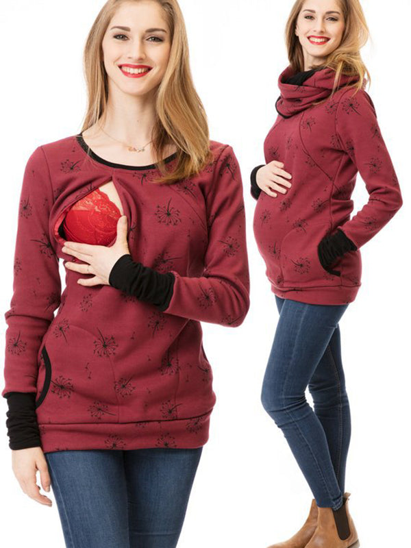 Beaumama sweatshirt allaitement poches zippée poches col roulé multifonctionnel femme