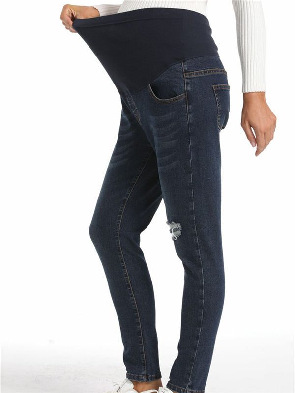 Beaumama jeans crayon grossesse casual simple poches déchiré troué taille haute femme enceinte