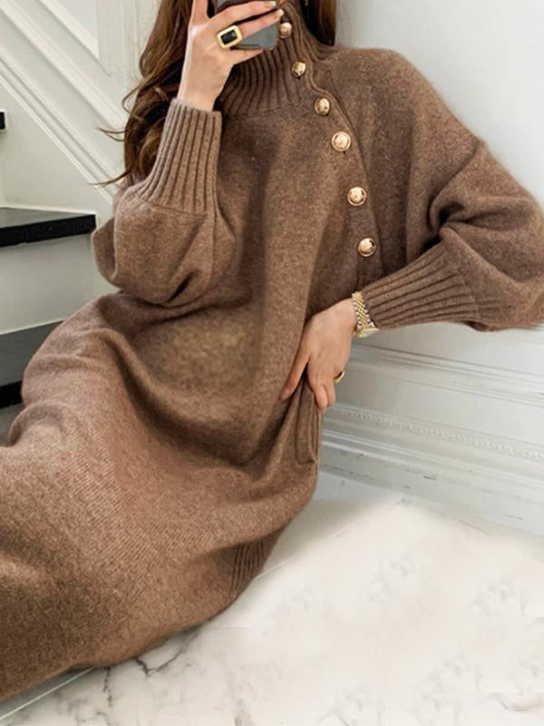 Beaumama robe pulls longue grossesse chic élégant crochet tricot ceinture boutonnage femme enceinte