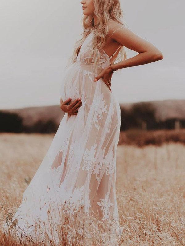 Beaumama robe longue de grossesse en Imprimé fleurie photoshooting de maternité boheme femme enceinte