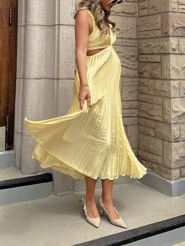 Beaumama robe longue grossesse baby shower élégant cérémonie plissé découpe dos nu trapèze femme enceinte