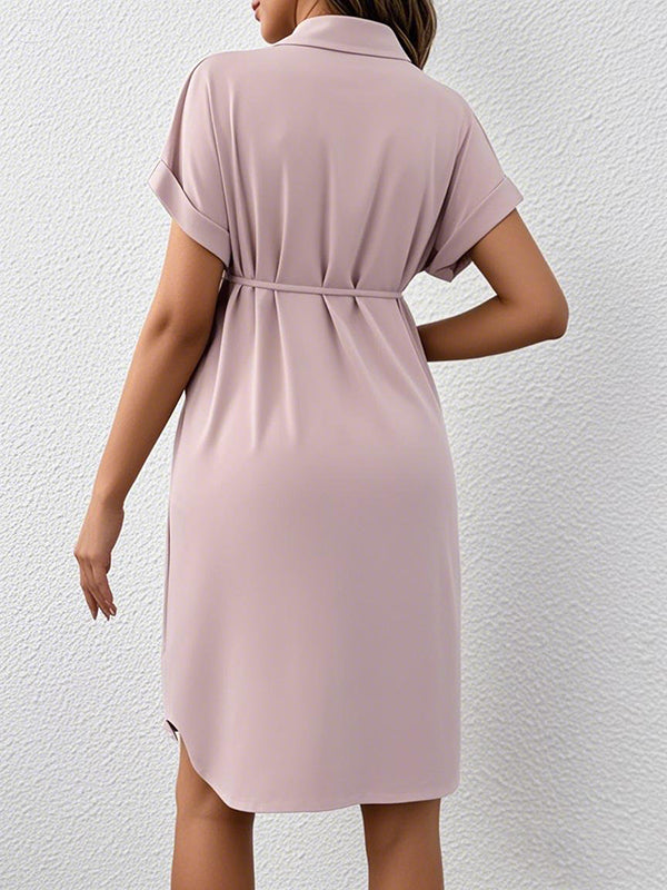 Beaumama robe chemises mi-longue grossesse casual ceinture boutonnage femme enceinte