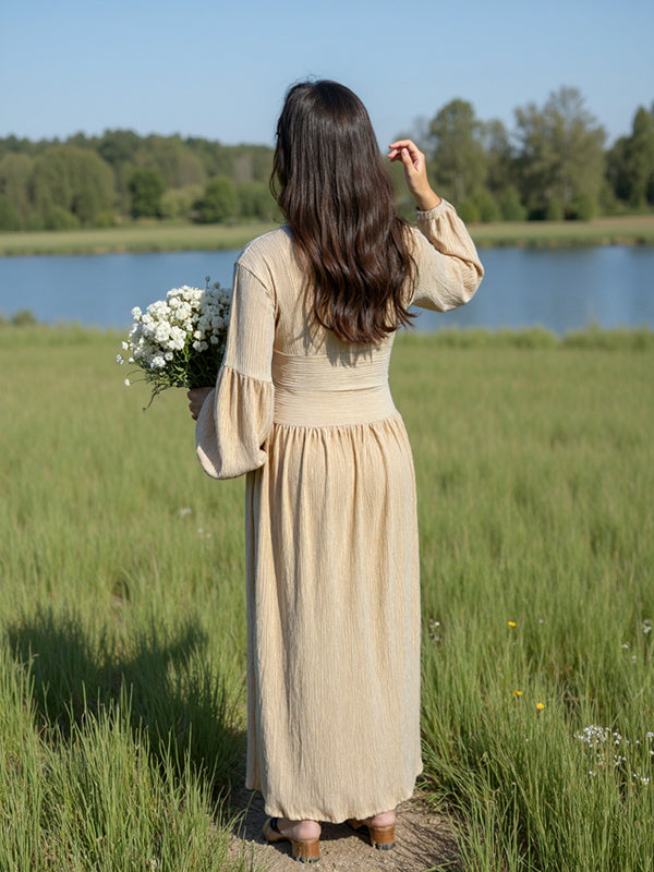 Beaumama robes longue grossesse bohème enceinte shooting boutonnage fente avant fluide femme enceinte