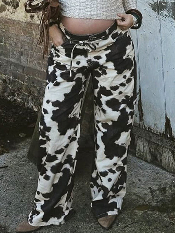 Beaumama jeans grossesse vintage chic tie and dye imprimé vache femme enceinte