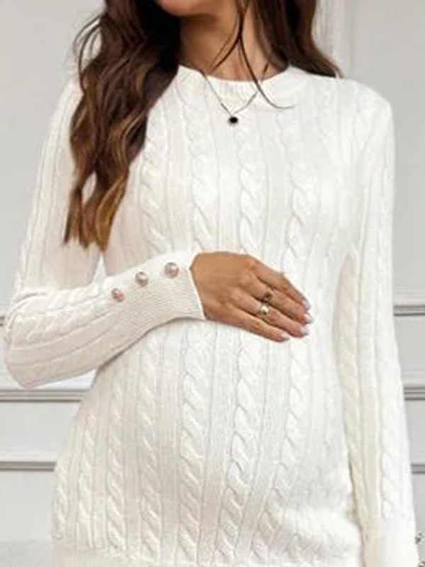 Beaumama pulls grossesse chic tricot torsadé boutonnage moulante élégant femme enceinte