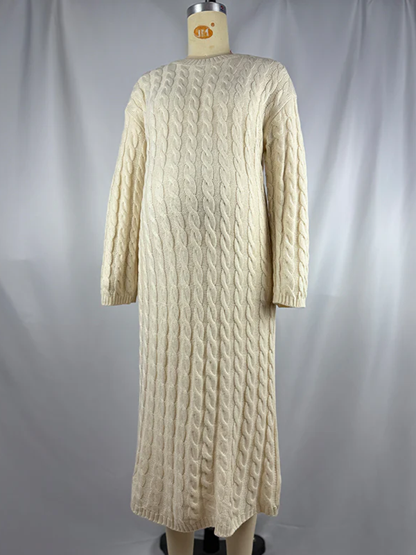 Beaumama robes pulls longue grossesse élégant casual tricot torsadé rayé femme enceinte