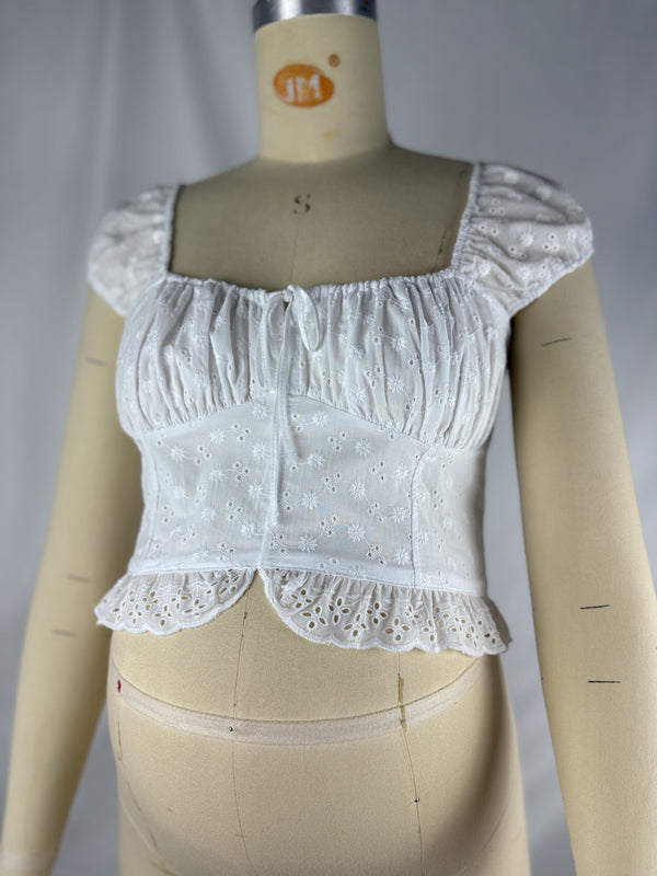 Beaumama courtes t-shirts grossesse vacances chic broderie anglaise coulisse taille volants femme enceinte