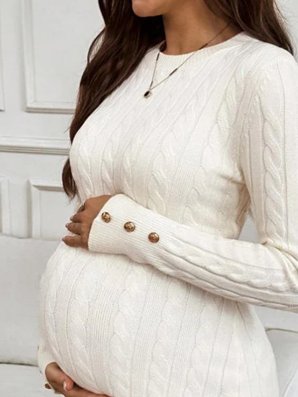 Beaumama pulls grossesse chic tricot torsadé boutonnage moulante élégant femme enceinte