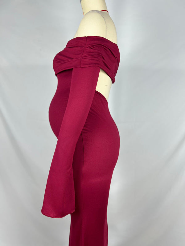 Beaumama robes longue grossesse élégant cérémonie dos nu sirene moulante épaule dénudée femme enceinte