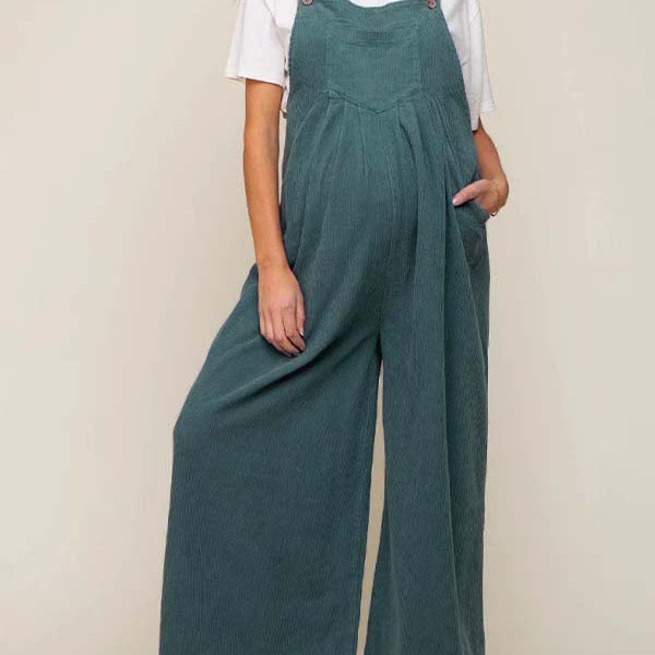 Beaumama salopette ample palazzo grossesse velours cotelé poches double boutonnage femme enceinte
