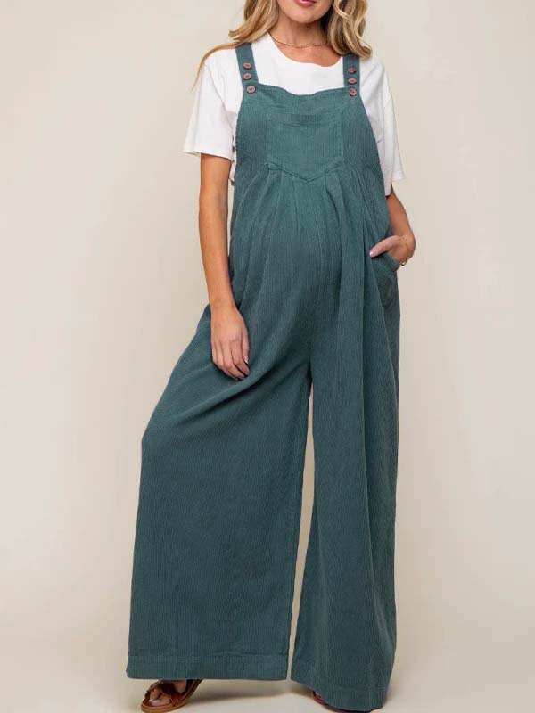 Beaumama salopette ample palazzo grossesse velours cotelé poches double boutonnage femme enceinte