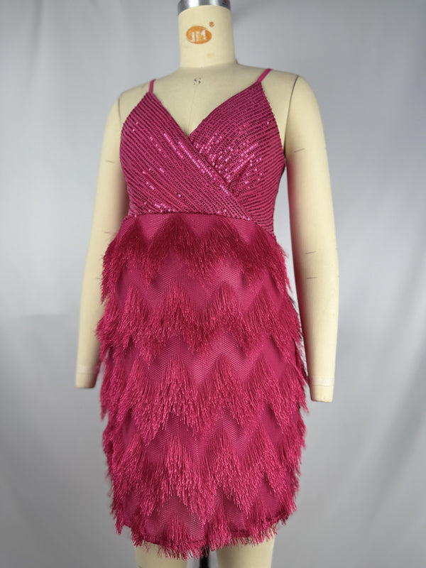 Beaumama robe courte grossesse élégant cocktail brillante paillette frange poilu bord ondulé moulante femme enceinte