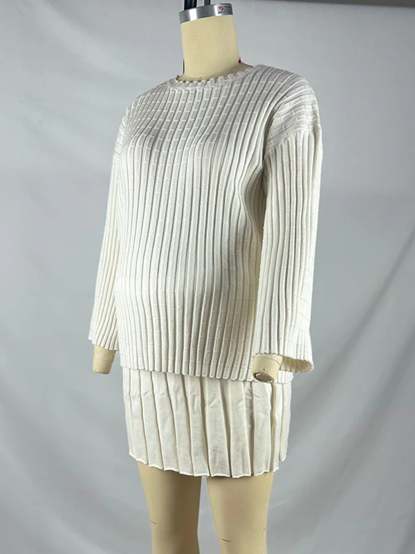 Beaumama robes courte grossesse élégant casual crochet tricot plissé costume deux pièces pulls jupes femme enceinte