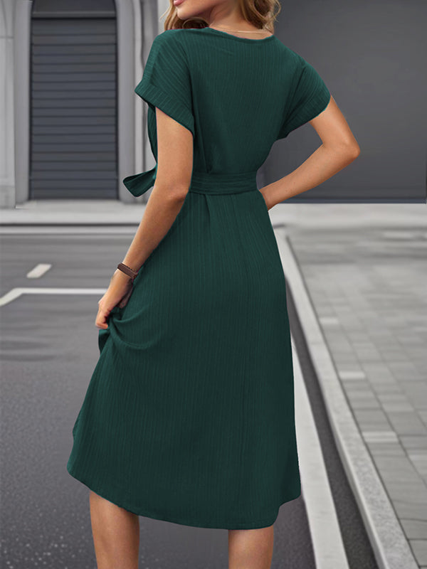 Beaumama robe mi-longue grossesse élégant travail ceinture rayé fluide femme enceinte