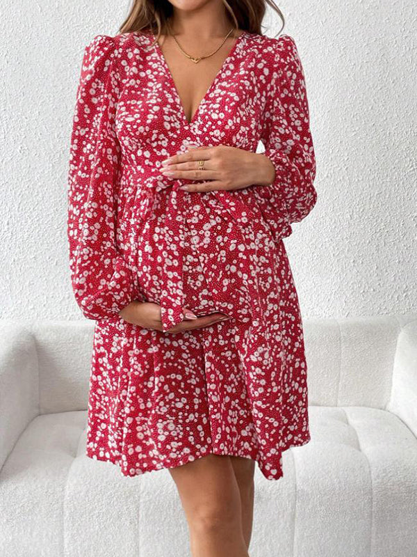 Beaumama robe courte grossesse vacances imprimé fleurie ceinture trapèze femme enceinte