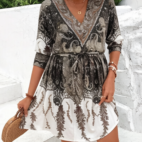 Beaumama robe décontracté courte grossesse vacances tribal ceinture couleur bloc trapèze femme enceinte