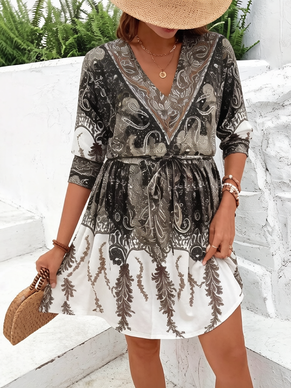 Beaumama robe décontracté courte grossesse vacances tribal ceinture couleur bloc trapèze femme enceinte