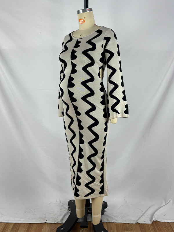 Beaumama robe longue grossesse vacances shooting crochet tricot moulante bord ondulé femme enceinte