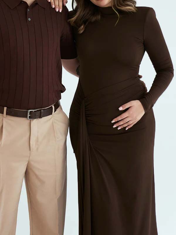 Beaumama robe shooting longue grossesse élégant chic cérémonie fendu le côté drapé sur le côté femme enceinte