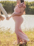 Beaumama robes longue grossesse baby shower élégant moulante sirene queue volants dos nu femme enceinte