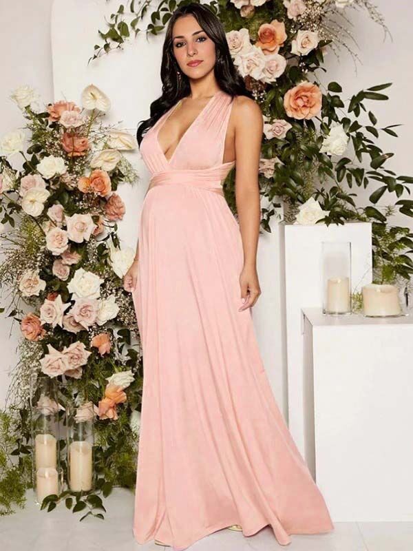 Beaumama robes longue grossesse cérémonie soirée dos nu ceinture nœud fluide élégant femme enceinte