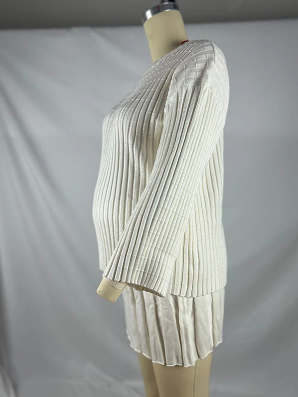Beaumama robes courte grossesse élégant casual crochet tricot plissé costume deux pièces pulls jupes femme enceinte