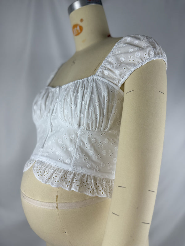 Beaumama courtes t-shirts grossesse vacances chic broderie anglaise coulisse taille volants femme enceinte