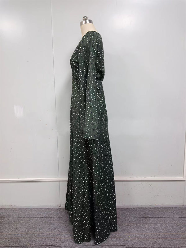 Robes longue de grossesse brillante paillette-Vert