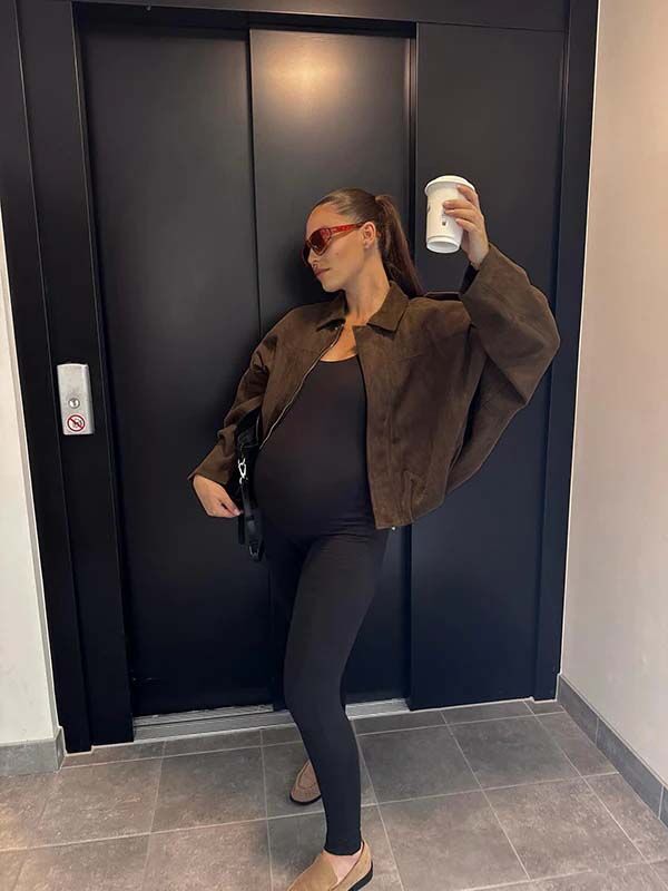 Beaumama veste grossesse casual suédine zippé manteau d'hiver femme enceinte