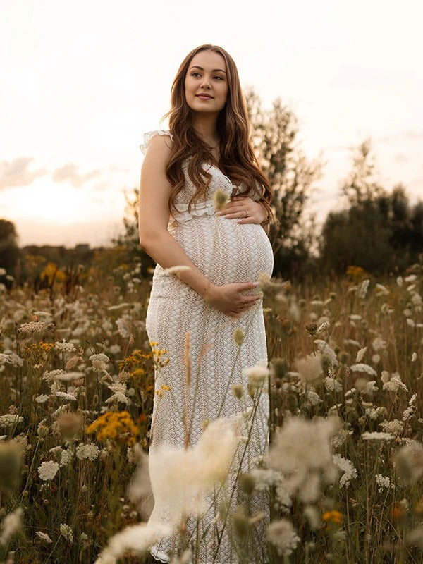 Beaumama robe longue grossesse élégant vacances volants moulante dos nu enceinte shooting babyshower femme enceinte