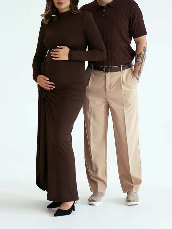 Beaumama robe shooting longue grossesse élégant chic cérémonie fendu le côté drapé sur le côté femme enceinte