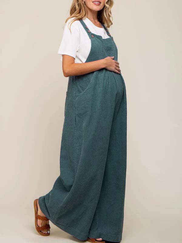 Beaumama salopette ample palazzo grossesse velours cotelé poches double boutonnage femme enceinte