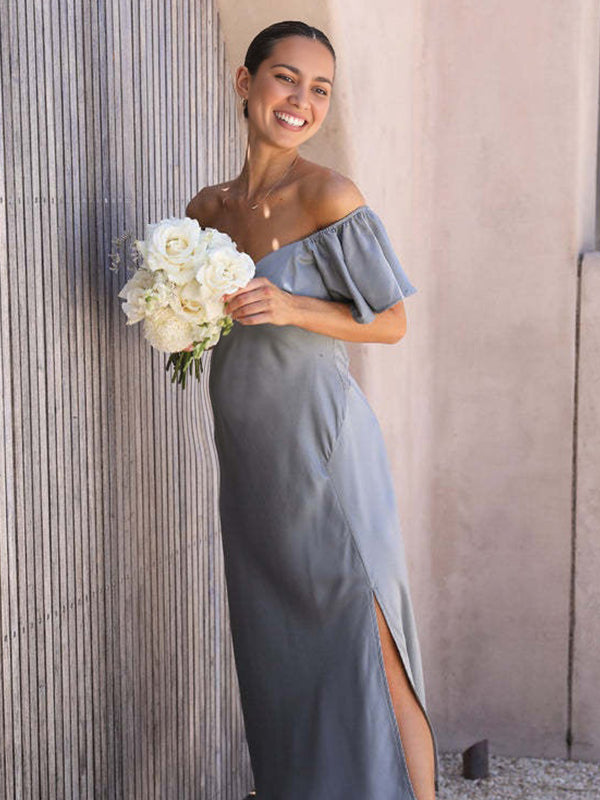 Robe de mariée grossesse ou femme collection mariage-Bleu clair