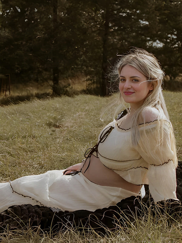 Beaumama robes longue grossesse costume deux pièces col bateau manches bouffantes élégant femme enceinte
