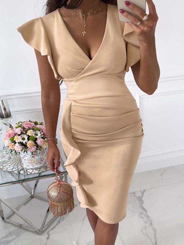 Beaumama robes moulante mi-longue de grossesse cérémonie mariage soirée baby shower volants femme enceinte