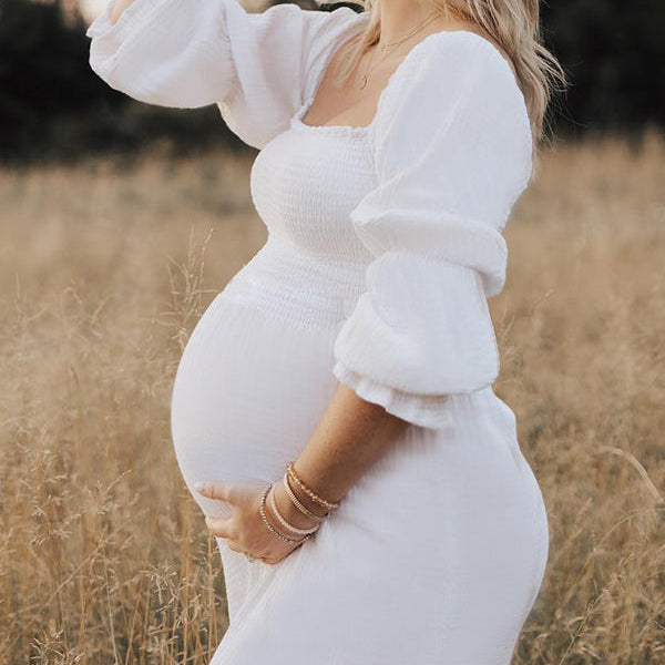Beaumama robes photo longue grossesse élégant Bohème Manches bouffantes femme enceinte