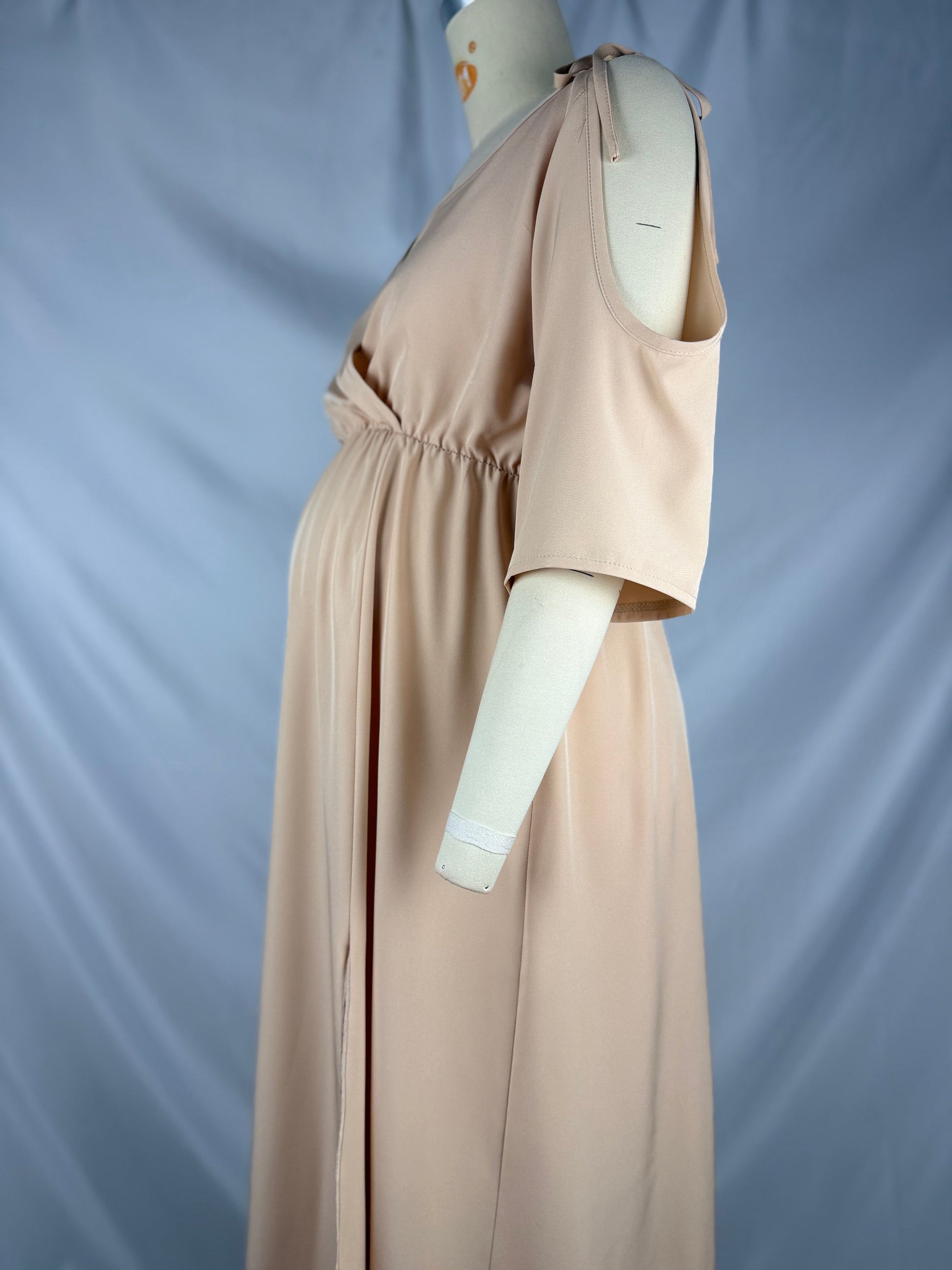 Beaumama robes longue grossesse épaules dénudées double fente le côté fluide femme enceinte