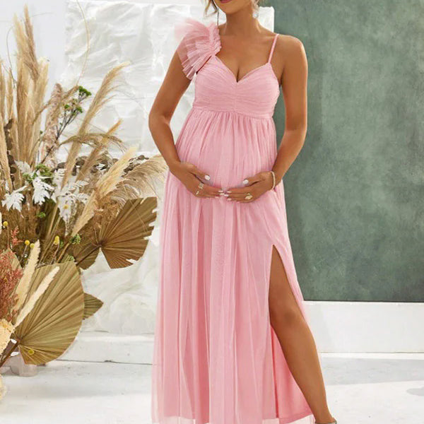 Beaumama robes longue grossesse cocktail cérémonie bouffante tutu fendu le côté fluide femme enceinte