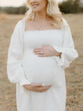 Beaumama robes photo longue grossesse élégant Bohème Manches bouffantes femme enceinte